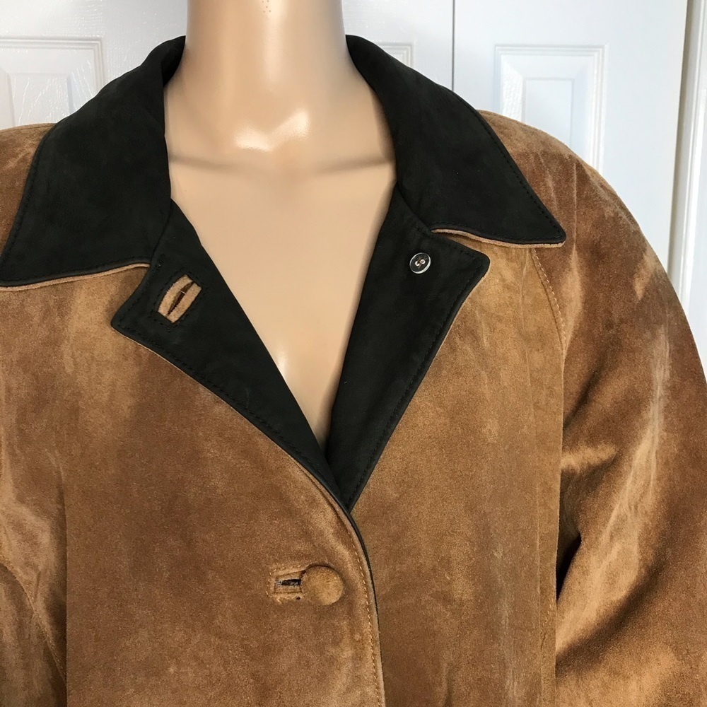 Italian Leather Factory Vera Pelle tan suede car coat M